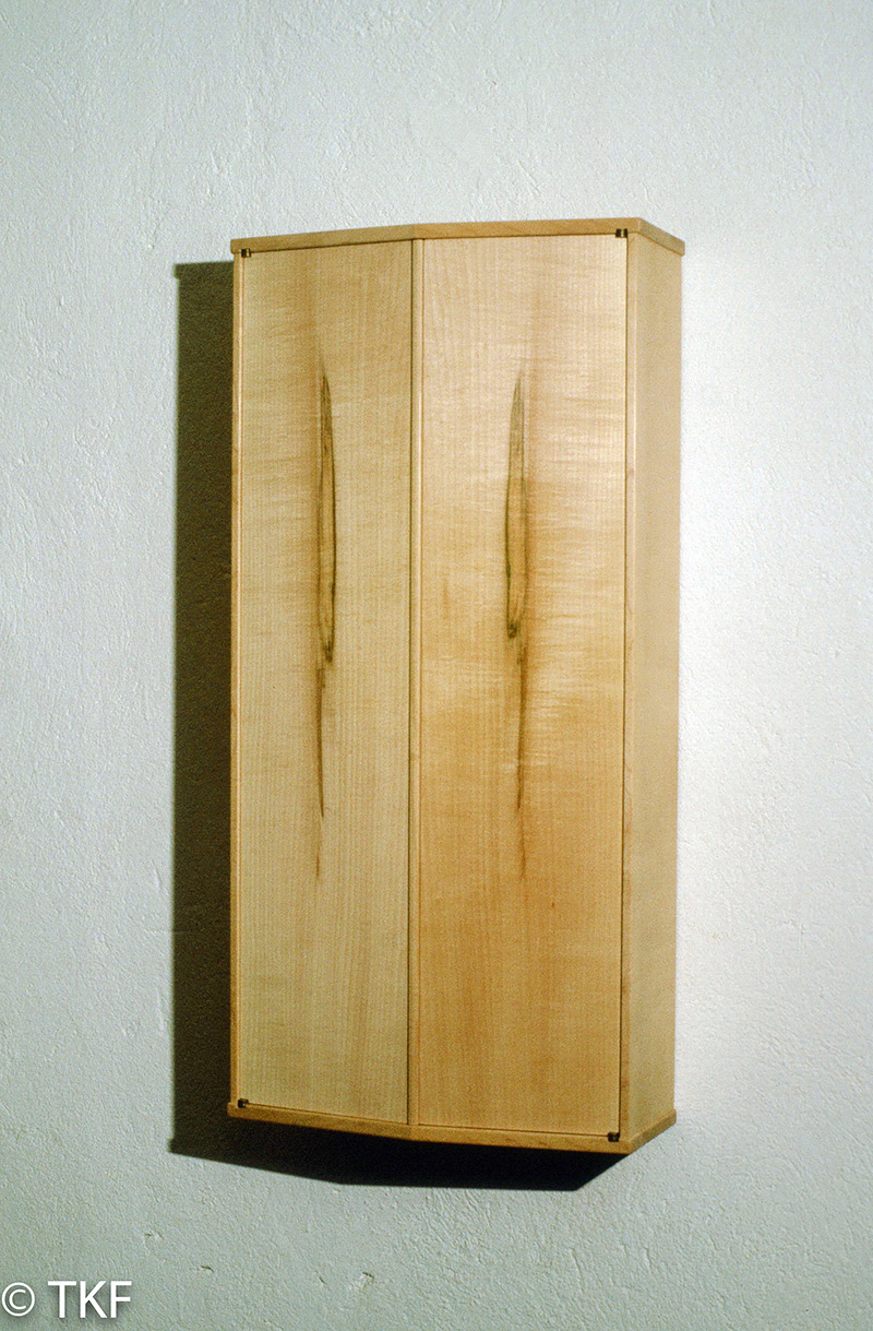 V-Front Figured Maple Wall Cabinet