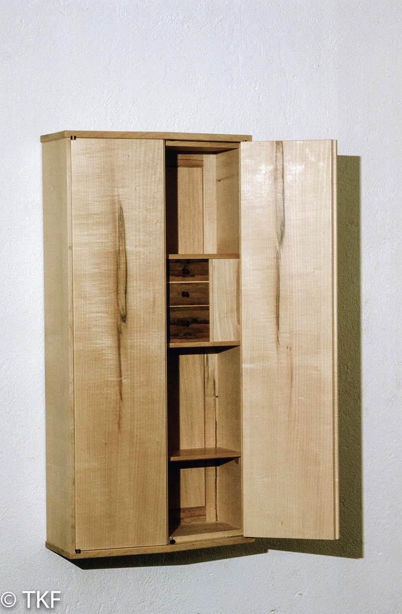 V-Front Figured Maple Wall Cabinet